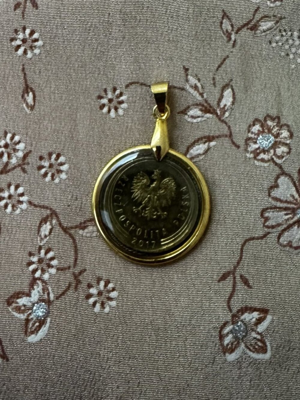 2017 Polish 5 Groszy Oak Leaves Vintage Coin Resin Pendant Necklace